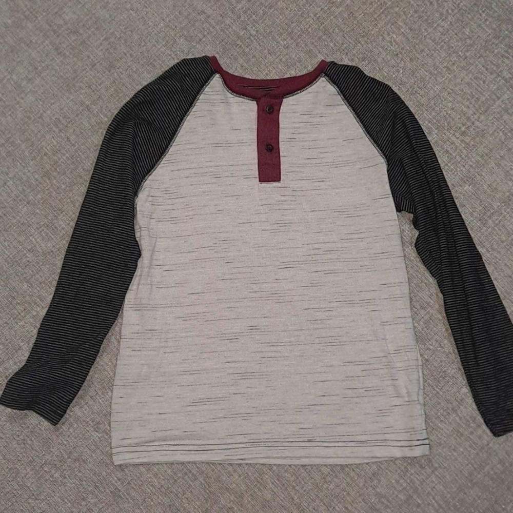 Boys Long Sleeve Tee Grey Maroon YMD